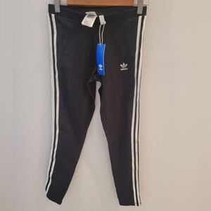 Adidas Women's Black Leggings with White Stripes Size S